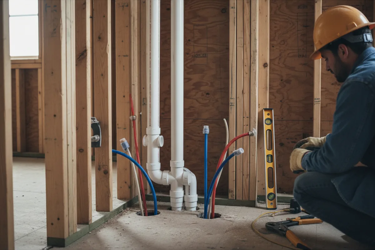 Drain and supply rough-in during Toilet Repair and Installation in Quaker City